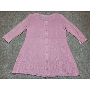 Eileen Fisher Pink 100% Hemp 3/4 Length Sleeves Cardigan Sweater with Buttons